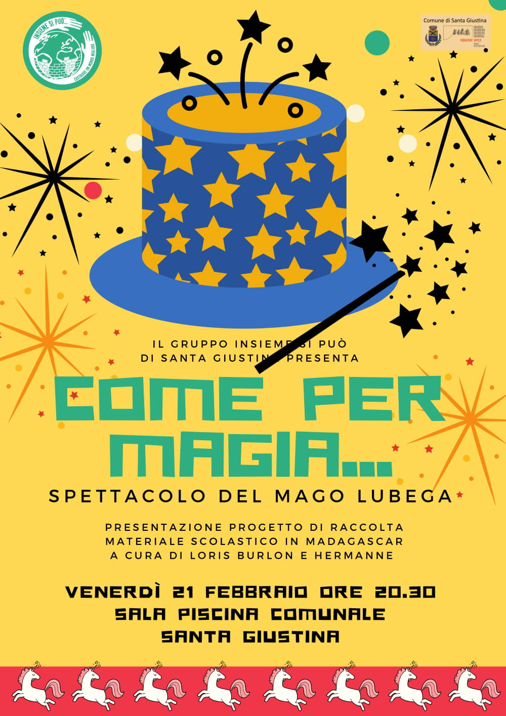 Spettacolo "Come per magia..." del mago Lubega a Santa Giustina